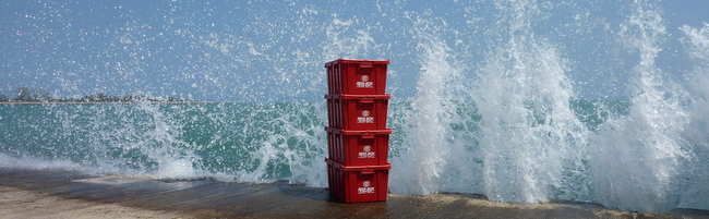 Redi-Box waves splashing Lake Michigan